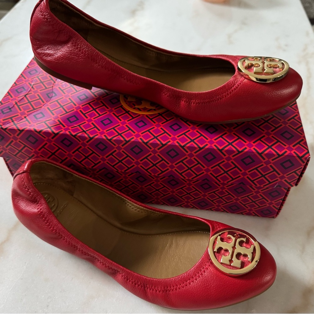 Tory Burch Red Ballet Flats